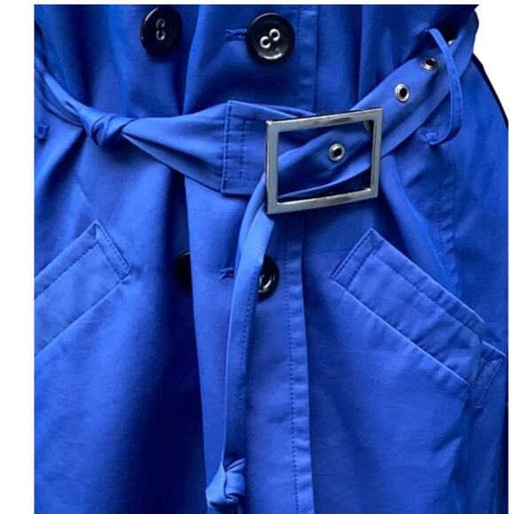 Vintage ABG Royal Blue Belted Trench Coat Rain Jacket Women's Size 10 - Picture 5 of 9